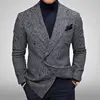 Autumn Winter Men Blazers Slim Fit Plaid Suits Jackets Male Long Sleeve Double-breasted Outerwear Business Casual Coats - Image 7
