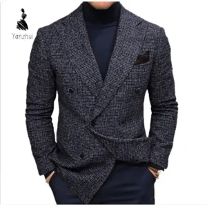 Men's Plaid Casual Blazer – Classic Lapel Slim Fit Office & Daily Jacket