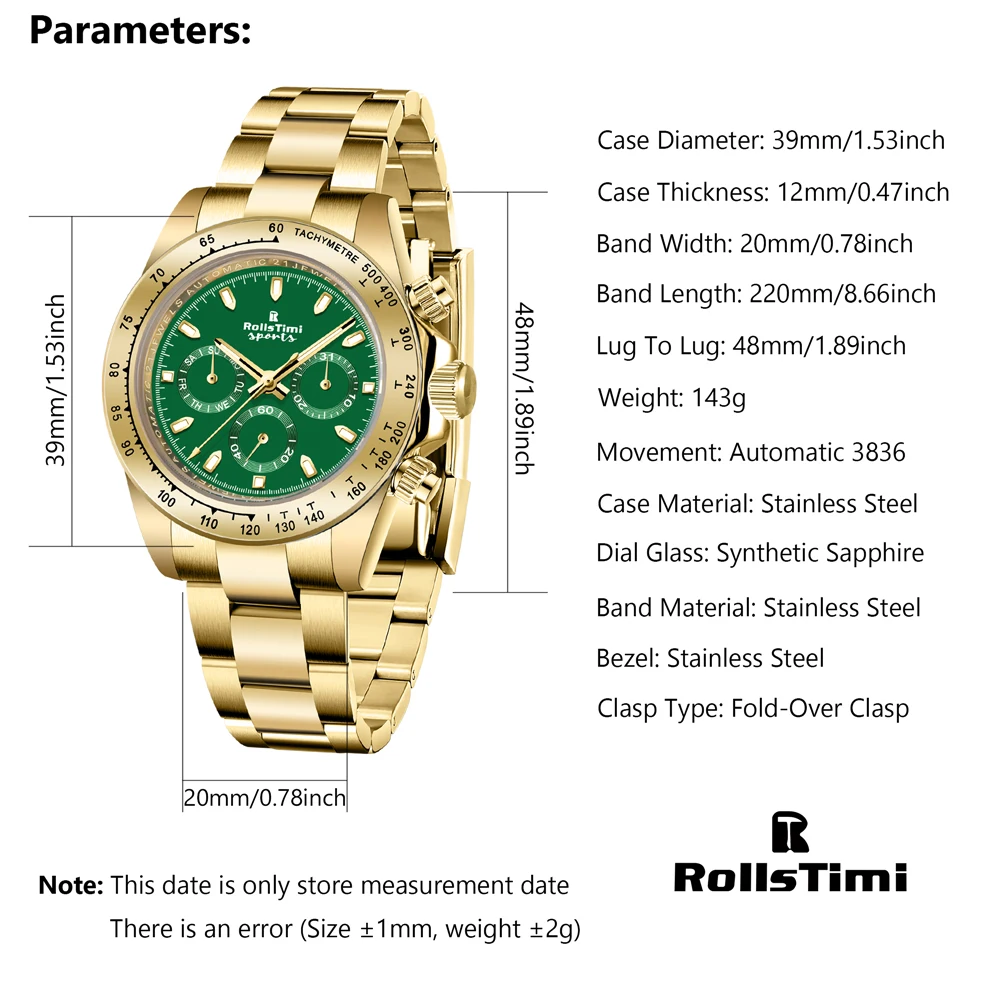 Men's watches top brand luxury mechanical watches men's Rollstimi137 luminous 30 meters waterproof stainless steel men's watches - Image 6