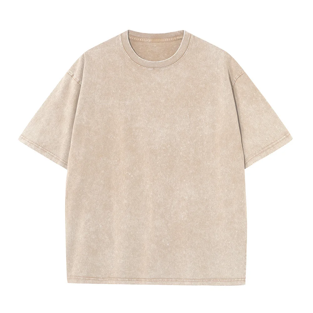 Men's Summer T-Shirt 230G Heavyweight Cotton Vintage Washed Oversized Tee Loose Streetwear Retro Short Sleeve Top - Image 7