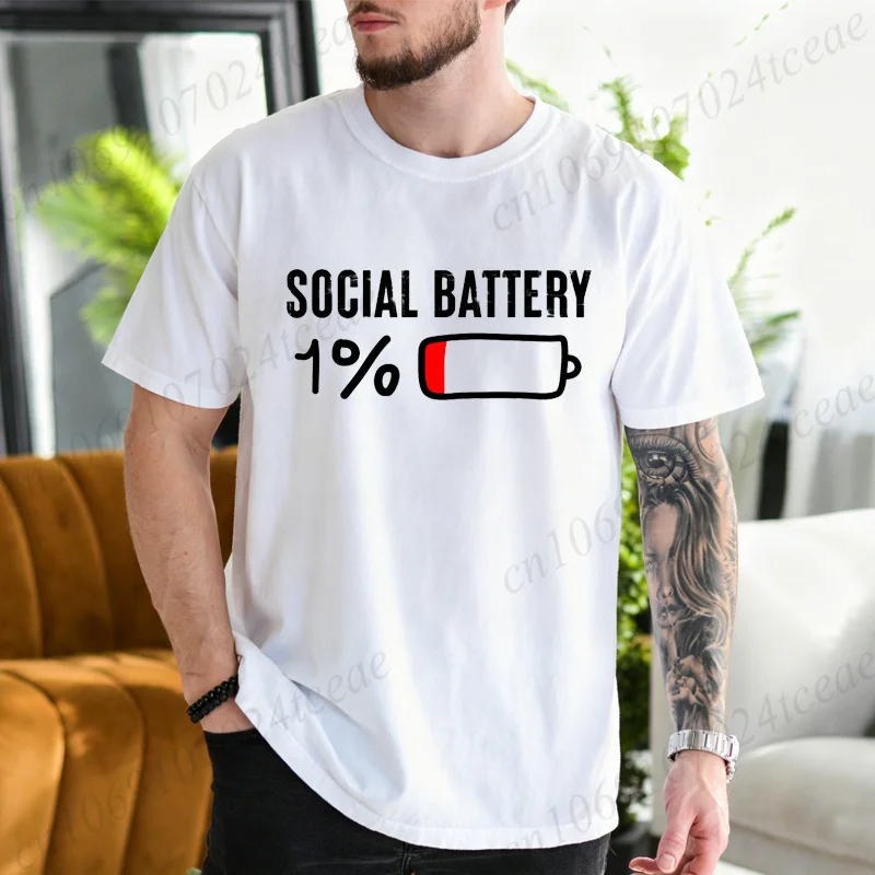 Social Battery 1% Graphic T-Shirt | Trendy Unisex Summer - Image 2