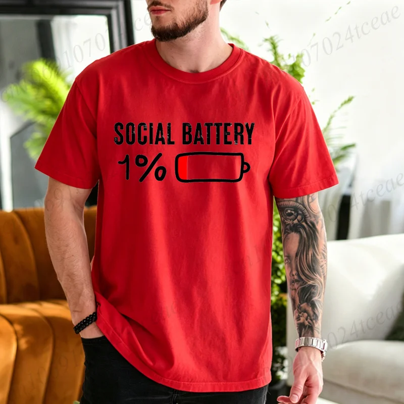 Social Battery 1% Graphic T-Shirt | Trendy Unisex Summer - Image 7