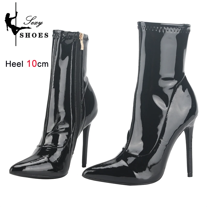 Sexy Patent Leather Stiletto Ankle Boots – 10cm/12cm High-Heel Nightclub & Pole Dance Boots - Image 6