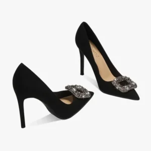 Chic Crystal Square-Buckle Stilettos – Sophisticated Women’s High-Heel Dress Shoes for Events