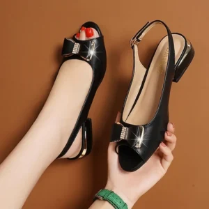 Women’s Square Heel Peep Toe Pumps – Comfortable Lightweight Office & Casual Work Shoes (Model A313)