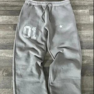 Phantom Grey Washed Baggy Trousers | 3D Printed Quick-Dry Streetwear Sweatpants