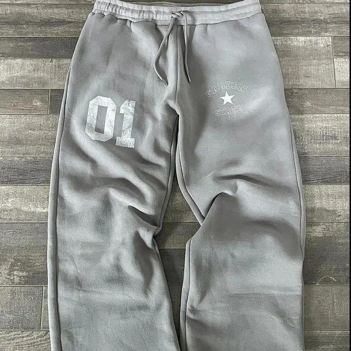 Phantom Grey Washed Baggy Trousers | 3D Printed Quick-Dry Streetwear Sweatpants