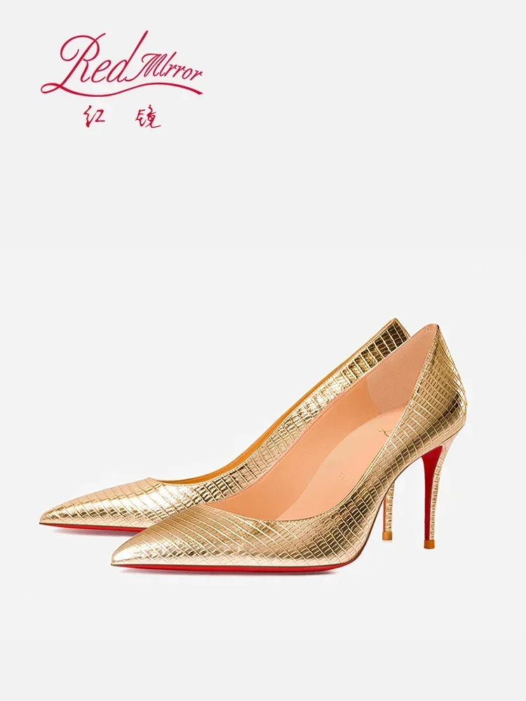 Luxury Lizard-Embossed Pointed-Toe Stiletto Pumps – Sophisticated Red-Bottom High Heels - Image 2