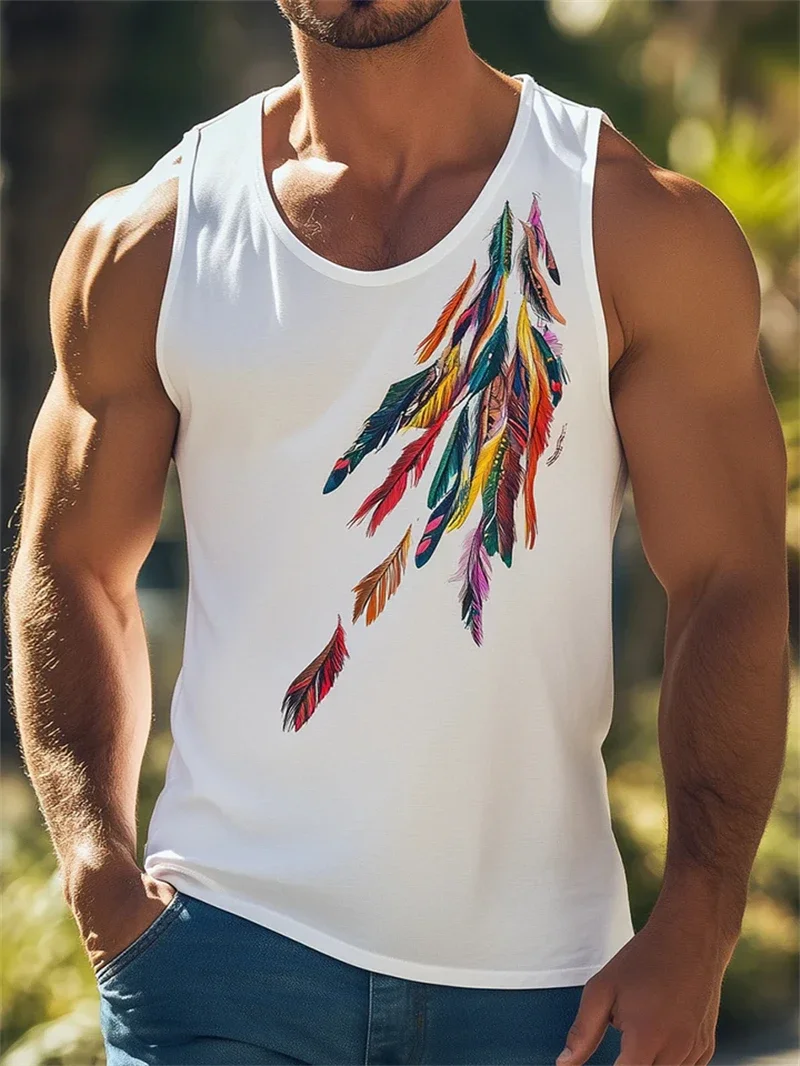 Retro Fashion 3D All Over Printed Men Tank Tops Trend Streetwear Vintage O Neck Sleeveless Vest Oversized Breathable Casual Tops - Image 2