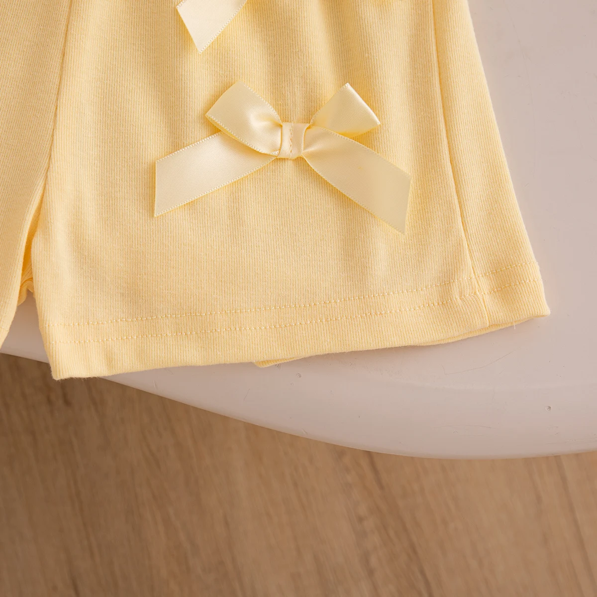 Cute Baby Girl Summer Clothes – Solid Short Sleeve Bow Top and Shorts Beach Set - Image 6