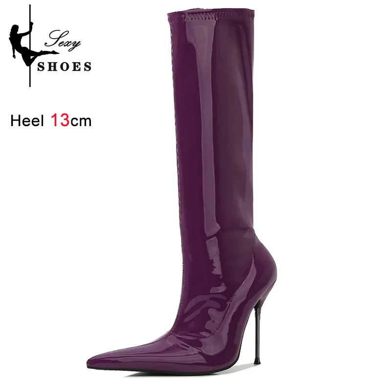 The ultra-thin metal stiletto provides a sharp, architectural look that elongates the leg line for a high-fashion, commanding silhouette. - Image 14