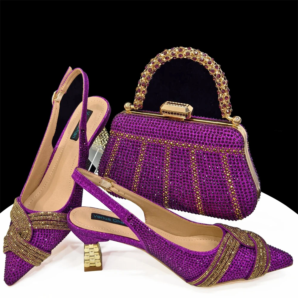 Italian Design Champagne Rhinestone Heel & Handbag Set – Elegant Nigerian Wedding & Party Shoe and Bag Ensemble - Image 17