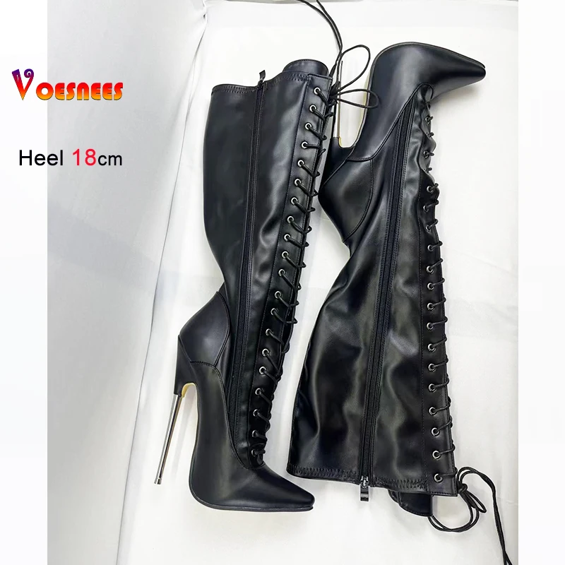 18cm Platform Ankle Boots – Voesnees Patent Leather Pole Dance Heels - Image 8