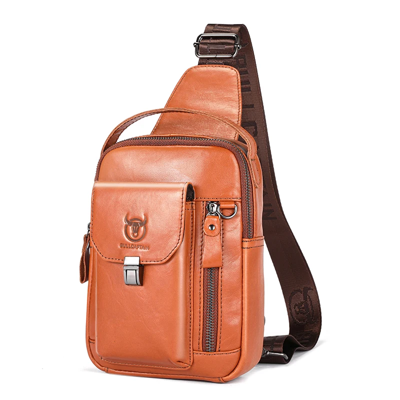 BULLCAPTAIN Genuine Leather Chest Bag – Multifunctional 7.9" Tablet Crossbody for Men - Image 9