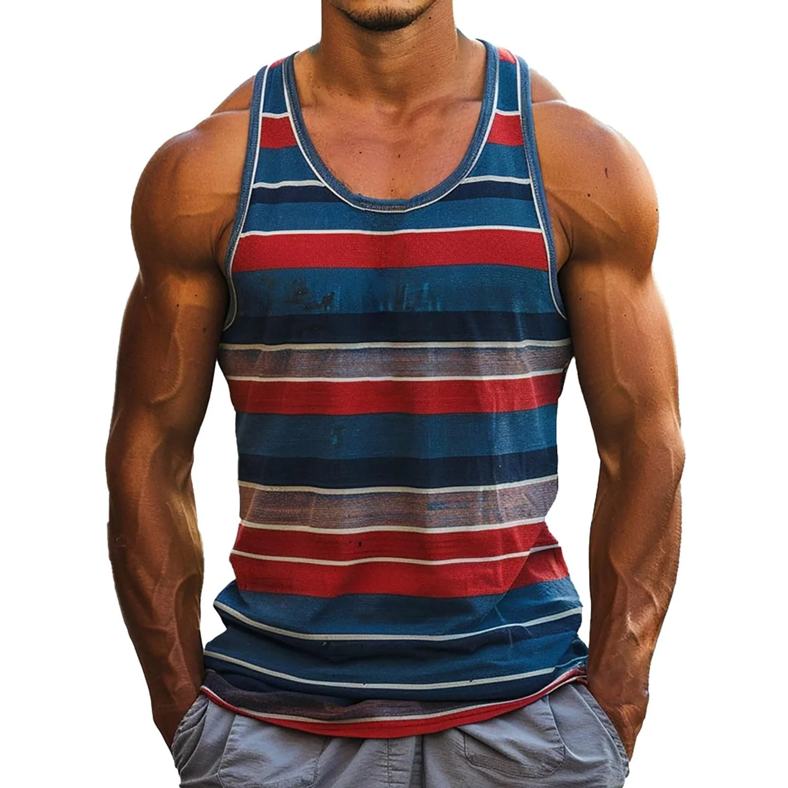 2025 Mens Retro Stripe Graphic Tank Tops Fashion Summer Sleeveless 3D Printed Basketball Quick Dry Tops Breathable Clothing - Image 7