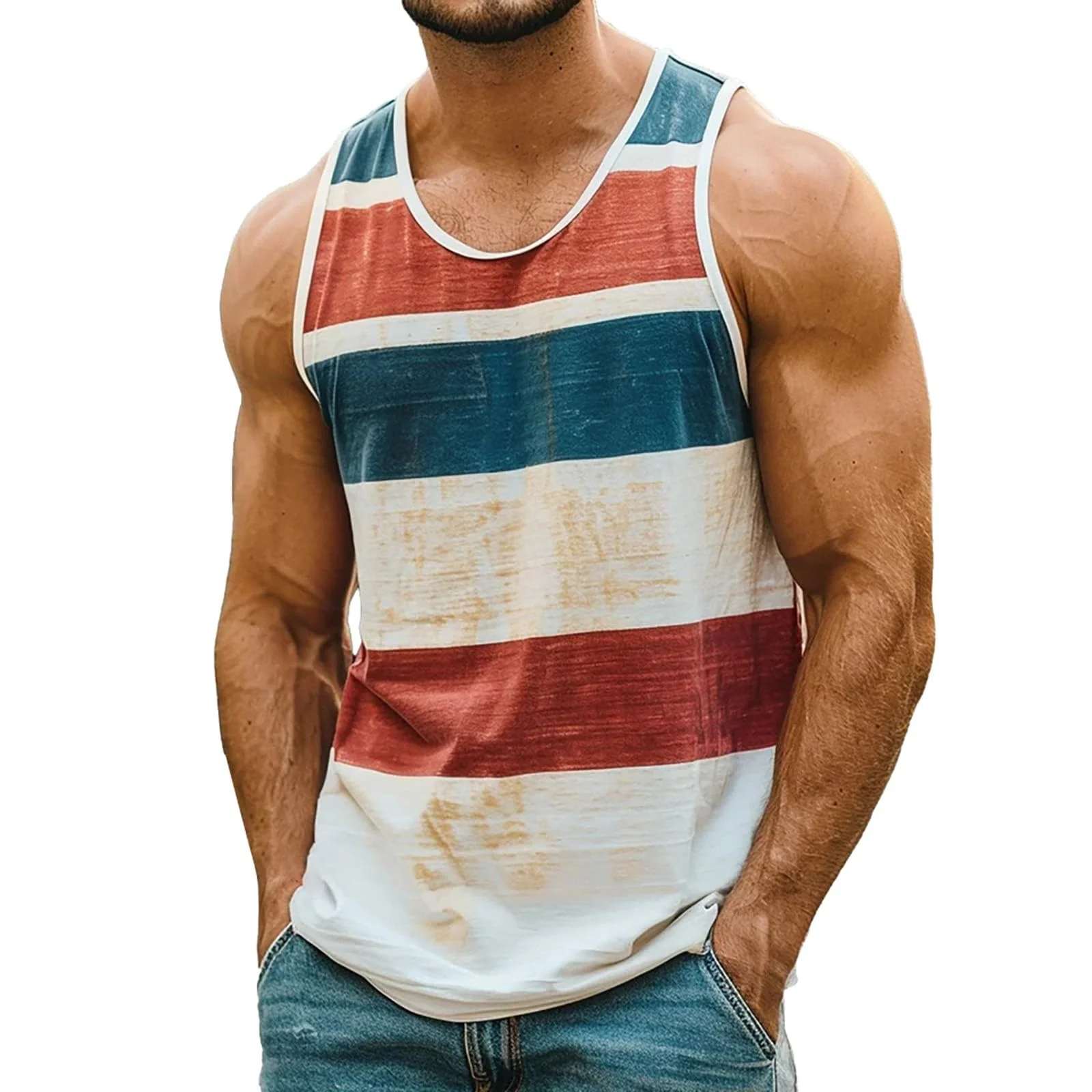 2025 Mens Retro Stripe Graphic Tank Tops Fashion Summer Sleeveless 3D Printed Basketball Quick Dry Tops Breathable Clothing - Image 13