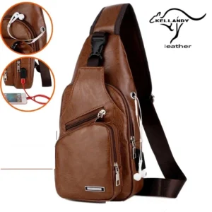 The BULLCAPTAIN men's chest bag with the USB port and headphone hole?