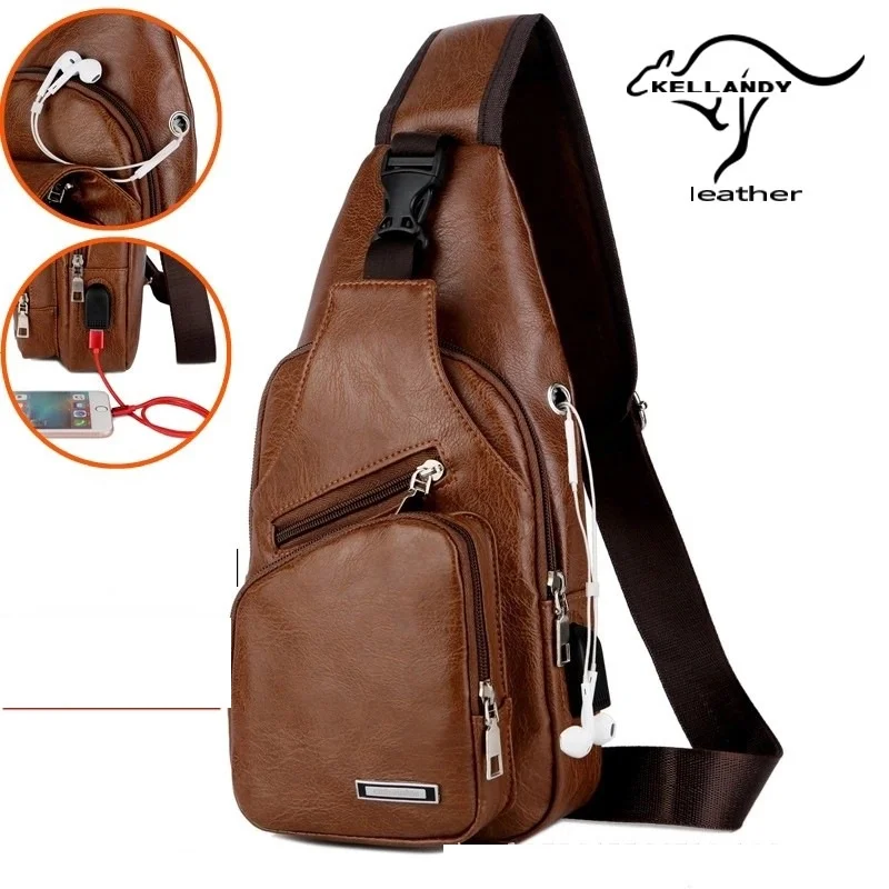 The BULLCAPTAIN men's chest bag with the USB port and headphone hole?