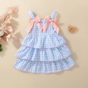Sweet Baby Blue Bow Strap Summer Dress – Cute Sleeveless Party Gown for Infant & Toddler Girls
