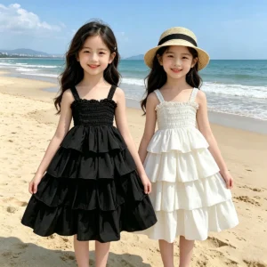 Girls' Summer Tiered Sundress | Kids' Sleeveless Ruffle Layered Party Dress (Ages 3-12)