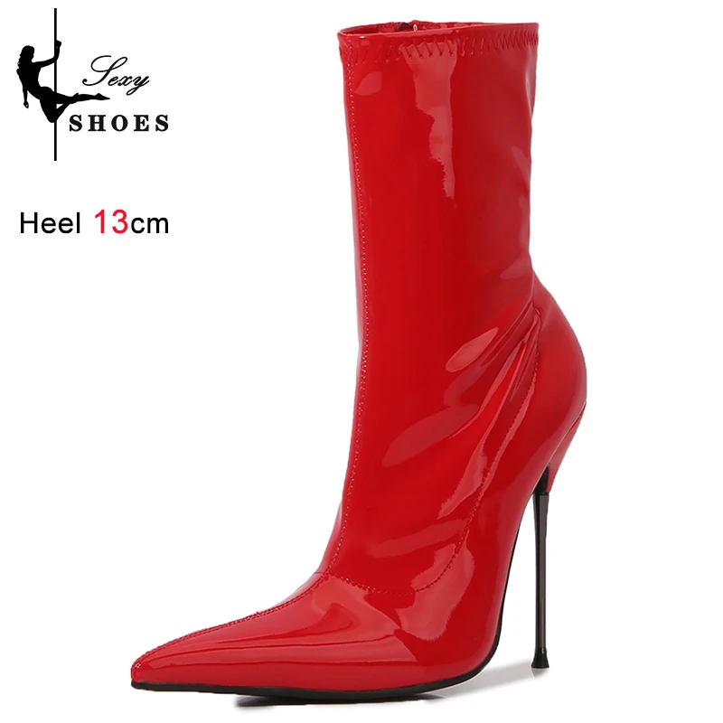 The ultra-thin metal stiletto provides a sharp, architectural look that elongates the leg line for a high-fashion, commanding silhouette. - Image 13