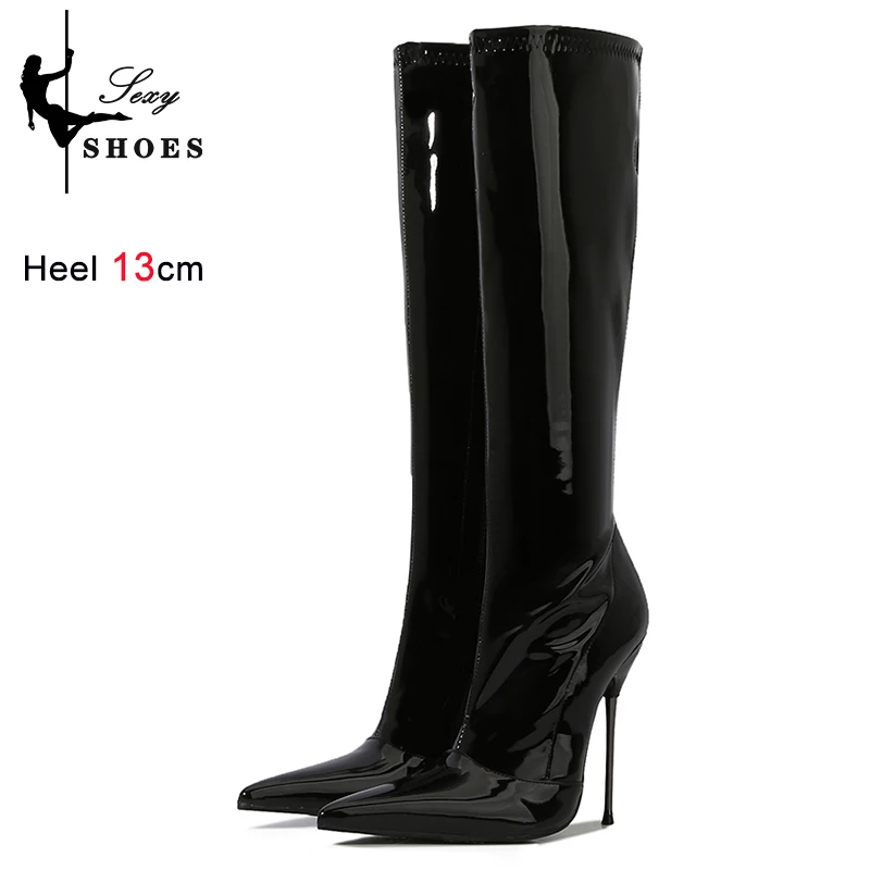 The ultra-thin metal stiletto provides a sharp, architectural look that elongates the leg line for a high-fashion, commanding silhouette. - Image 6