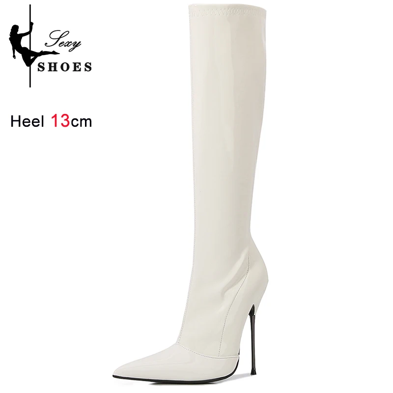 The ultra-thin metal stiletto provides a sharp, architectural look that elongates the leg line for a high-fashion, commanding silhouette. - Image 3