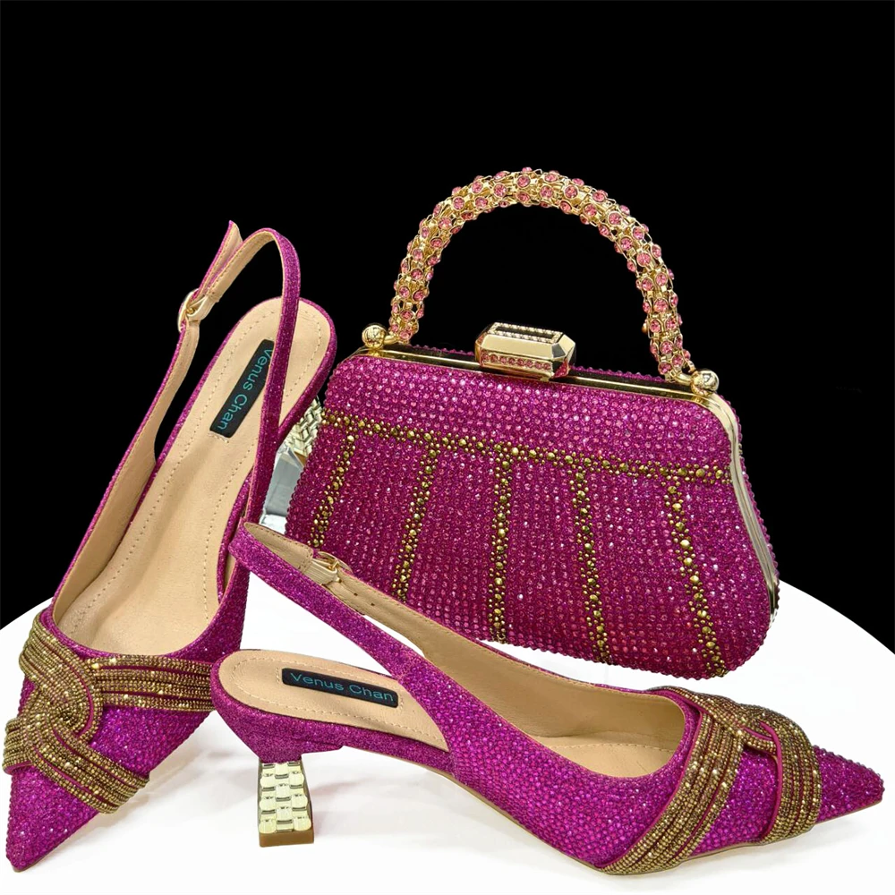 Italian Design Champagne Rhinestone Heel & Handbag Set – Elegant Nigerian Wedding & Party Shoe and Bag Ensemble - Image 16