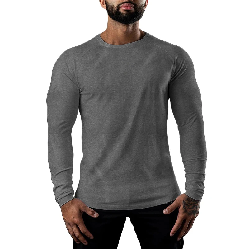 Men's Premium Long Sleeve Cotton Tee – Loose-Fit Moisture-Wicking Undershirt - Image 9