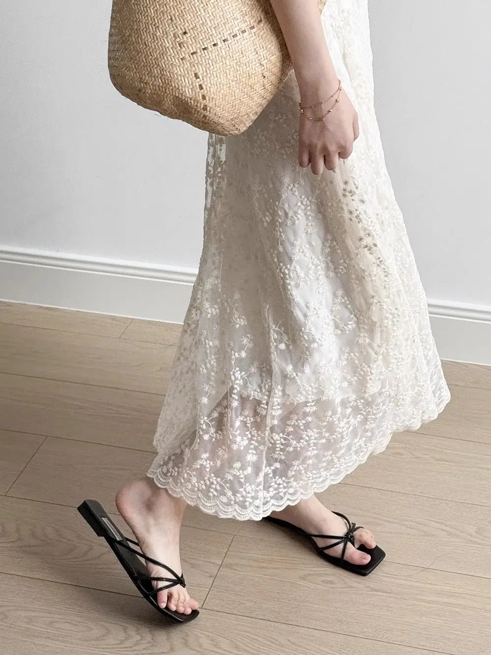 The Juliette Lace Sling Gown – Elegant White Embroidered Maxi Dress - Image 6