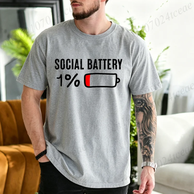 Social Battery 1% Graphic T-Shirt | Trendy Unisex Summer - Image 8