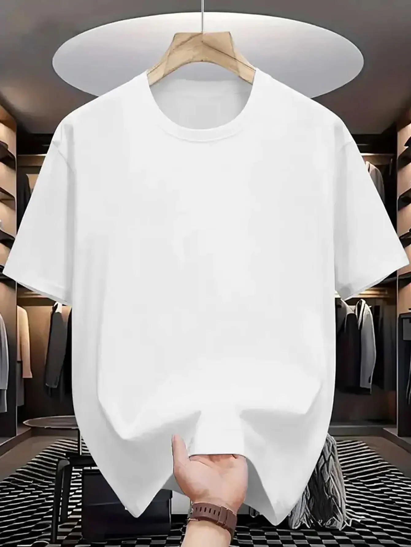Men's Lightweight Polyester Crewneck T-Shirt – Breathable Summer Tee for Casual & Everyday Wear