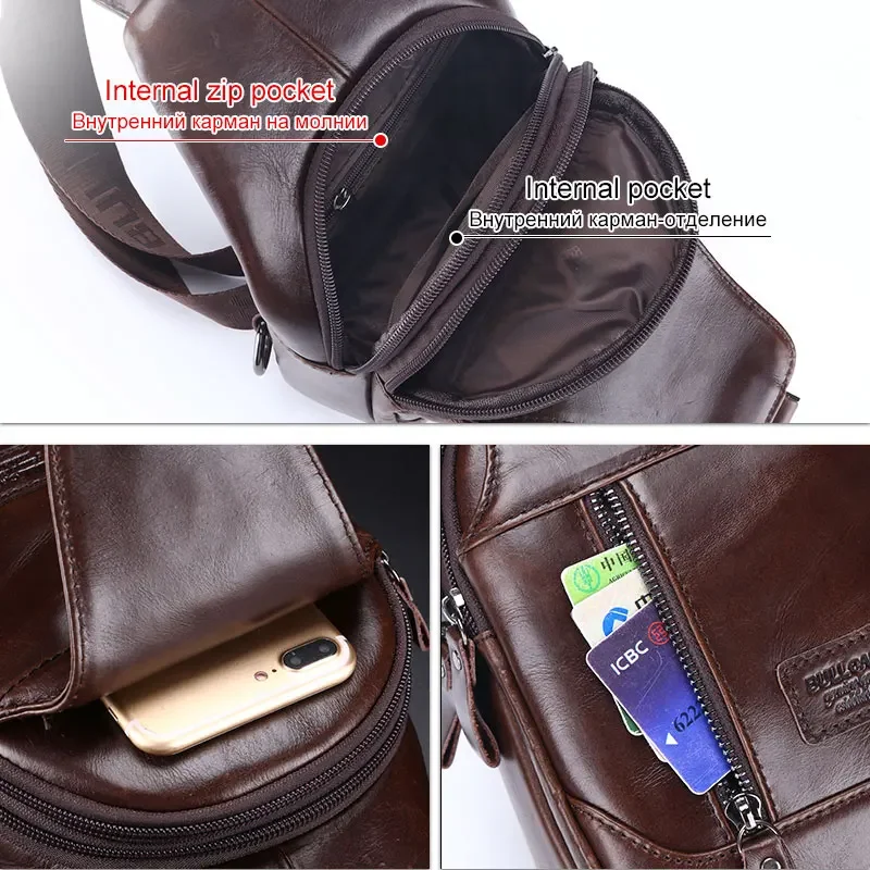 BULLCAPTAIN Men's Genuine Leather Sling Bag – Business & Travel Crossbody - Image 4