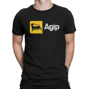 Vintage Agip Oil Graphic Tee – Men's Cotton Short Sleeve T-Shirt