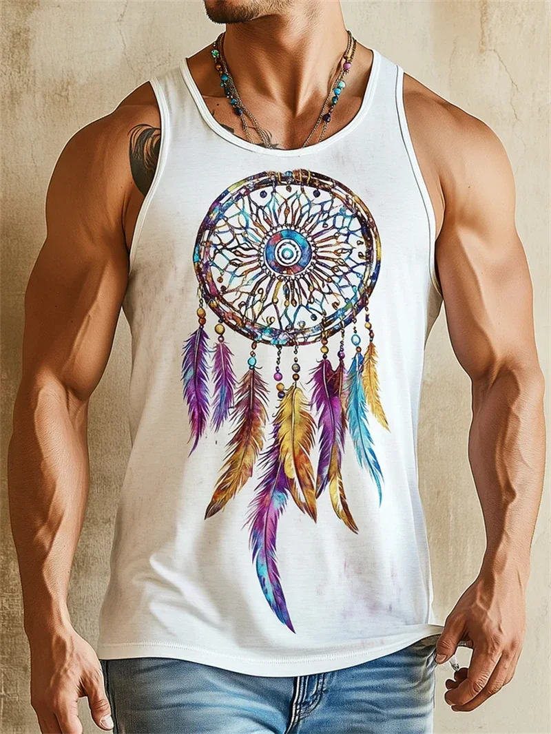 Retro Fashion 3D All Over Printed Men Tank Tops Trend Streetwear Vintage O Neck Sleeveless Vest Oversized Breathable Casual Tops - Image 3