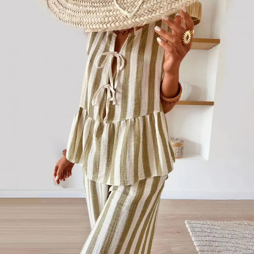 Women's Striped Tank Top & Wide Leg Pants Set | Sexy Summer Beach Lounge Matching Outfit - Image 2