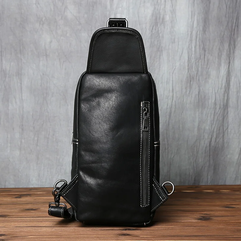 NZPJ Large Capacity Leather Shoulder Bag – Trendy Men’s Handcrafted Crossbody Chest Pack - Image 2