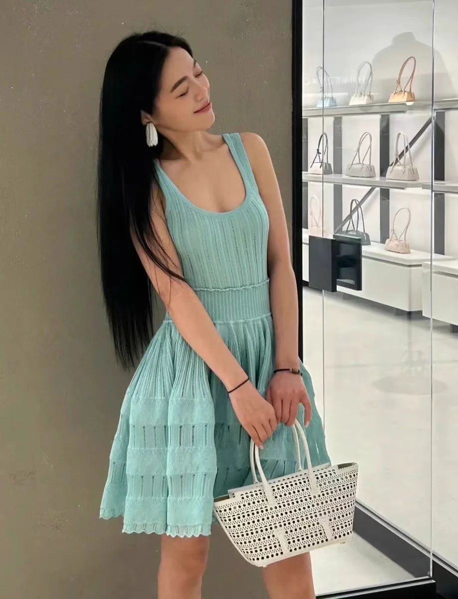 French Style Sleeveless Vest Dress – Exquisite Lace Stitching Mini Dress for Women - Image 5