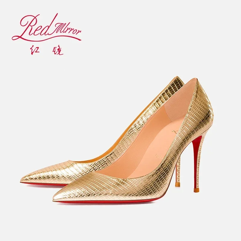 Luxury Lizard-Embossed Pointed-Toe Stiletto Pumps – Sophisticated Red-Bottom High Heels - Image 8