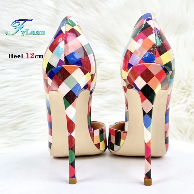 Women's Checkered Stiletto Pumps – 8-12cm Pointed Toe Party & High Heels - Image 2