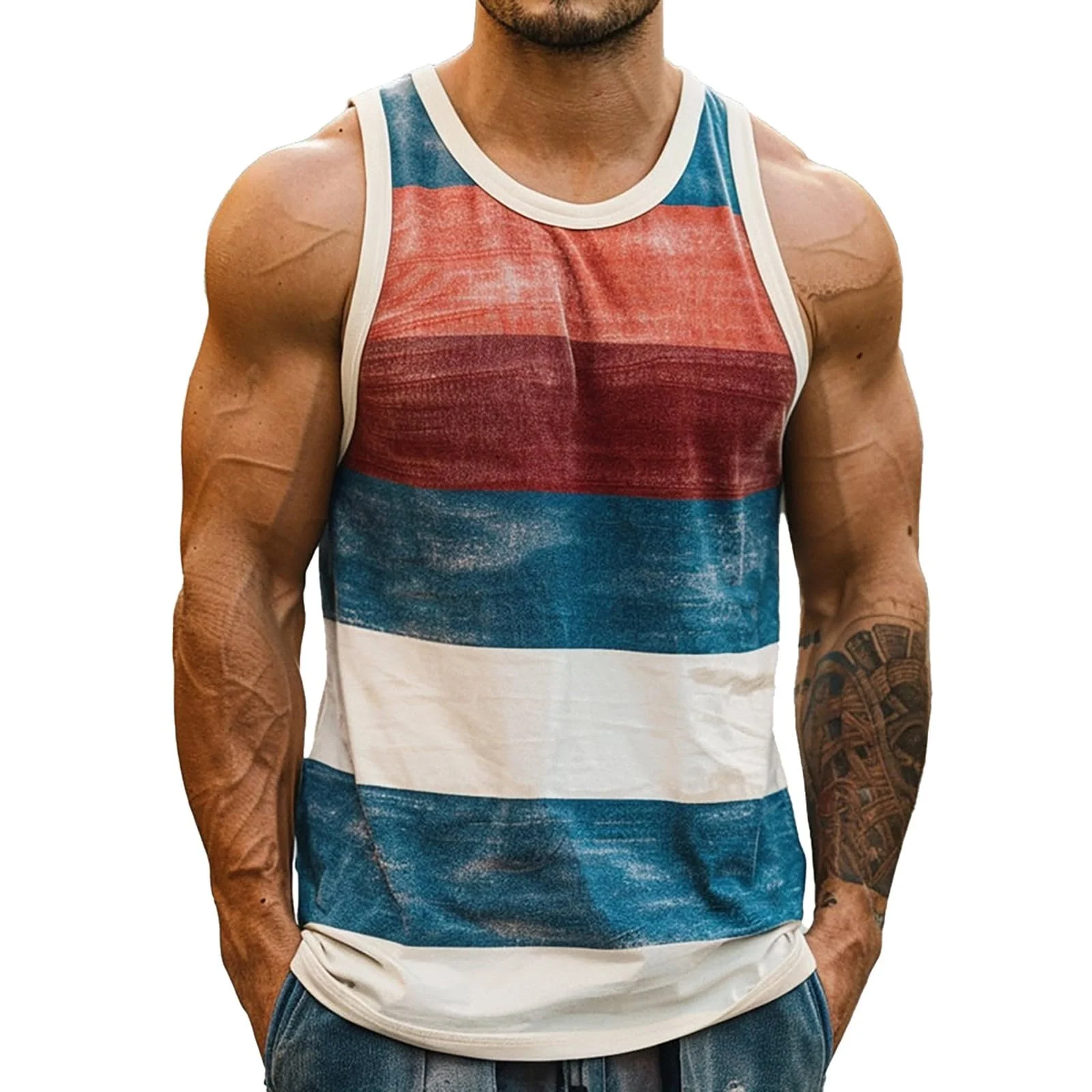 2025 Mens Retro Stripe Graphic Tank Tops Fashion Summer Sleeveless 3D Printed Basketball Quick Dry Tops Breathable Clothing - Image 14