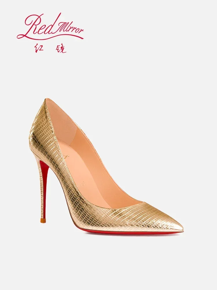 Luxury Lizard-Embossed Pointed-Toe Stiletto Pumps – Sophisticated Red-Bottom High Heels - Image 4