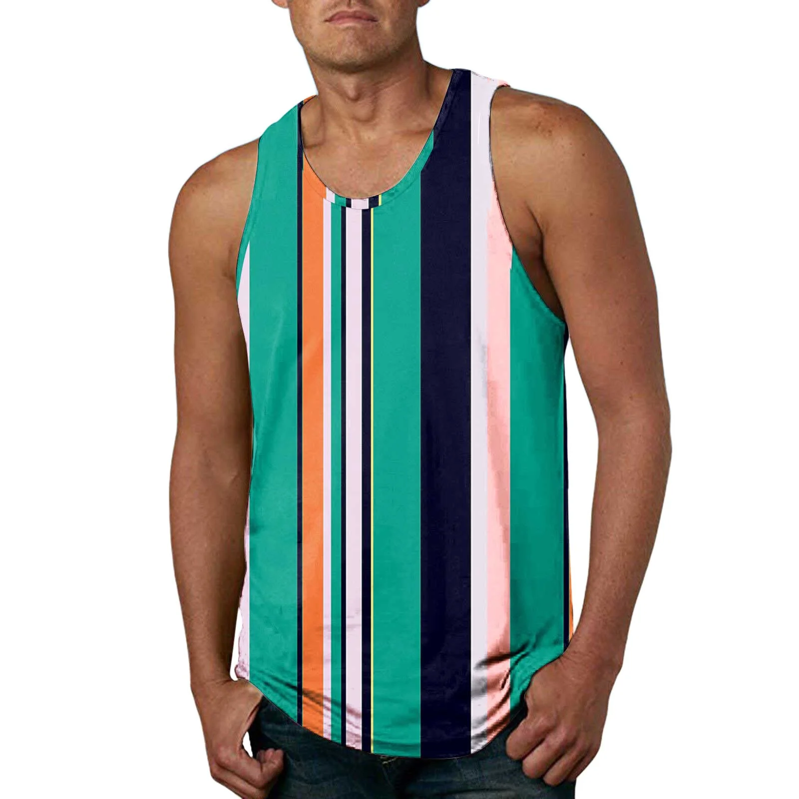 2025 Mens Retro Stripe Graphic Tank Tops Fashion Summer Sleeveless 3D Printed Basketball Quick Dry Tops Breathable Clothing - Image 11