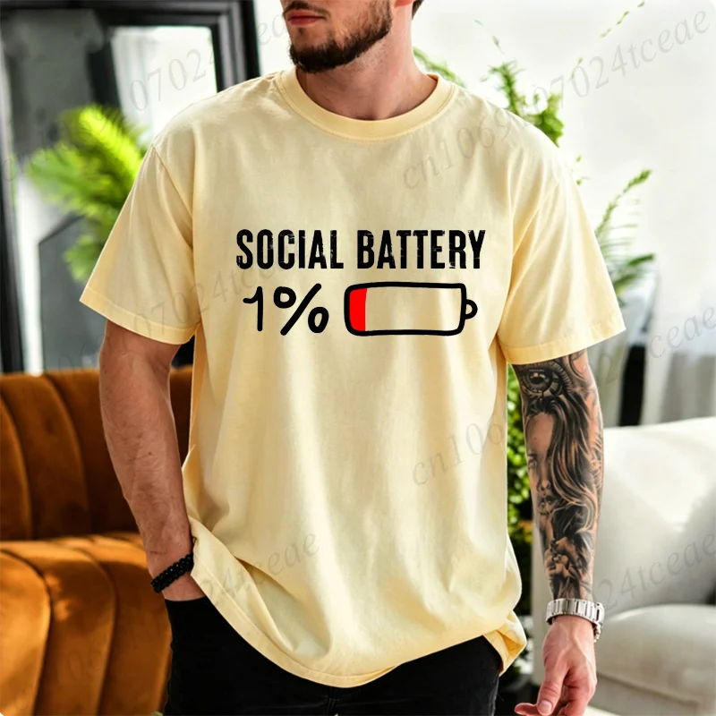 Social Battery 1% Graphic T-Shirt | Trendy Unisex Summer - Image 12