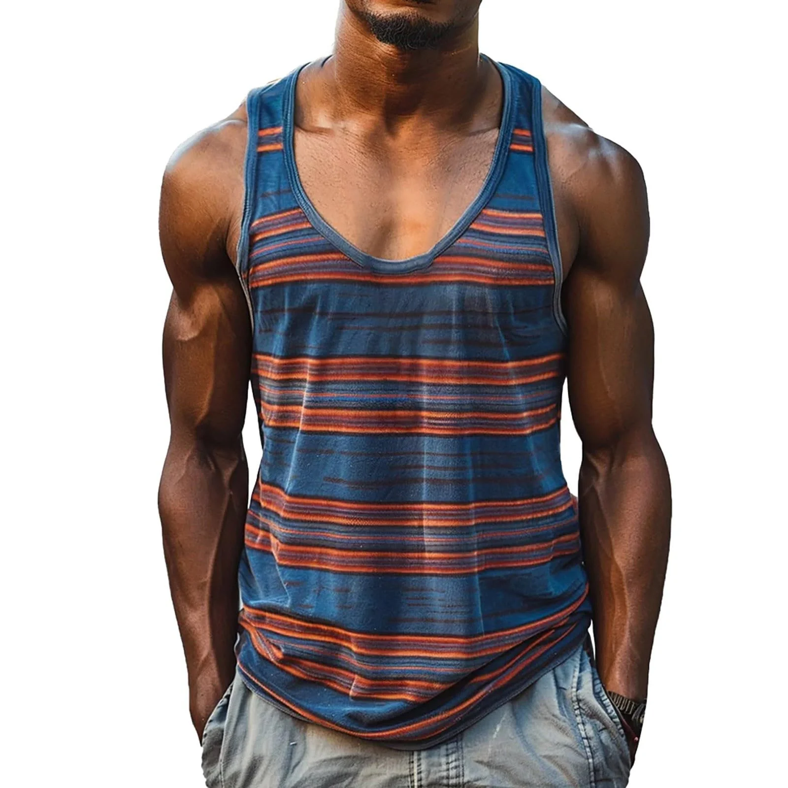 2025 Mens Retro Stripe Graphic Tank Tops Fashion Summer Sleeveless 3D Printed Basketball Quick Dry Tops Breathable Clothing - Image 10