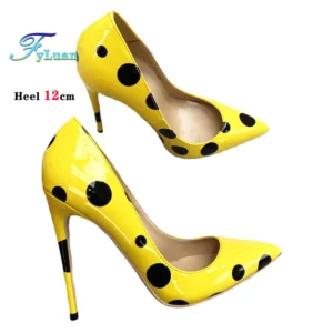 2026 New Pointed Stiletto Polka Dot Anti-Slip Women Single Shoes White High Heels Summer 6CM 8CM 10CM 12CM Ladies Sweet Pumps