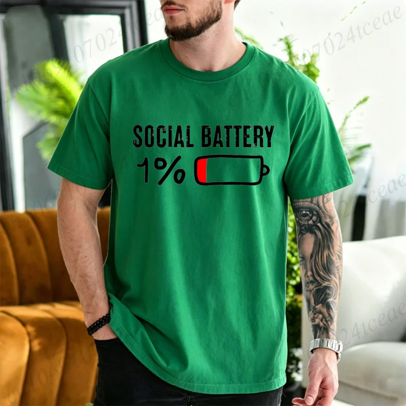 Social Battery 1% Graphic T-Shirt | Trendy Unisex Summer - Image 4