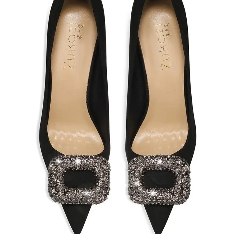Chic Crystal Square-Buckle Stilettos – Sophisticated Women’s High-Heel Dress Shoes for Events - Image 2