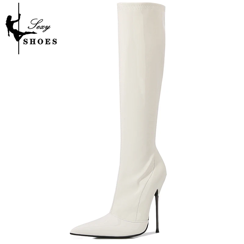 The ultra-thin metal stiletto provides a sharp, architectural look that elongates the leg line for a high-fashion, commanding silhouette. - Image 7