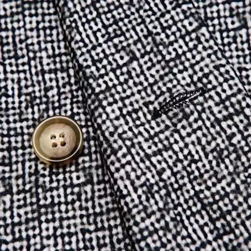 Spring Autumn Elegant Men's Jackets Knit Casual Business Men Blazer Slim Fit Fashion Versatile Checkered Long Sleeves Suit Coat - Image 3